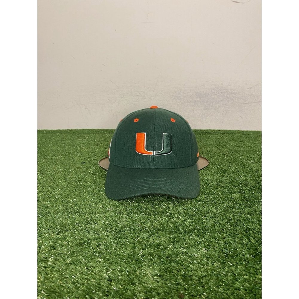Miami Hurricanes hat cap strap back green vintage Y2k Nike football wool mens